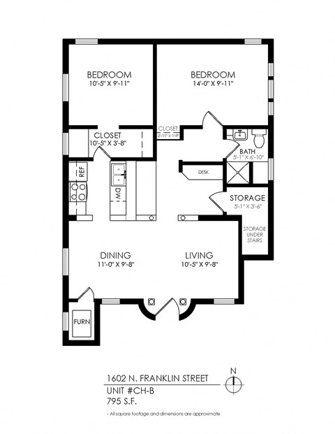 1602 Franklin 2 Bedroom Floor plan